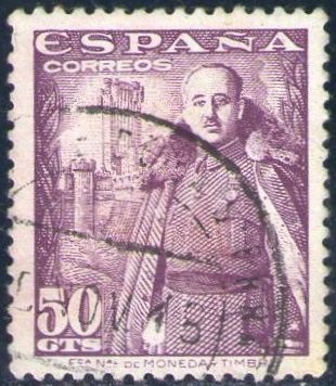 z vendido ESPAÑA 1948 1029 Sello General Franco y Castillo de la Mota 50c Usado Espana Spain Espagne Spagna Spanje Spanien 